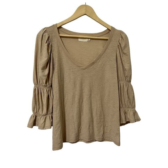 Nation LTD Katana 3/4 Puff Sleeve Pima Cotton Tee Size M Toasted Marshmallow - Picture 1 of 6